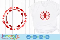 Valentine Heart SVG - Arrow Valentine monogram SVG Frames Product Image 1