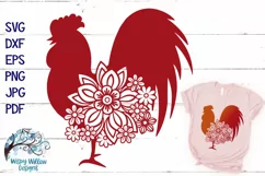 Floral Rooster SVG | Farm Animal Mandala Cut File Product Image 1