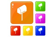 House postbox icons set vector color Product Image 1