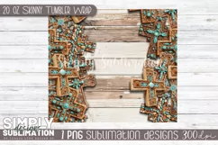 3D Wood Cross Seamless Sublimation Tumbler Wrap| 20oz | Png Product Image 2