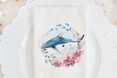 Shark with Coral Ocean Wreath Sublimation Design Product Image 3
