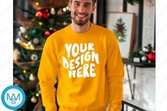 Yellow men Sweatshirt empty space Mockup, christmas Gildan Product Image 1
