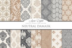 28 Neutral Damask Patterns - Wedding Seamless Digital Papers Bundle Product Image 1