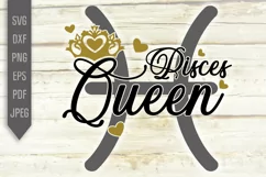 Pisces Queen Svg. Zodiac Sign Birthday. Horoscope dxf, png Product Image 2