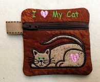 Love My Cat Mini Zipper Bag - Fully Lined, 4X4 HOOP Product Image 3