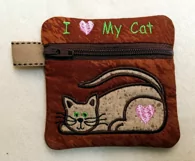 Love My Cat Mini Zipper Bag - Fully Lined, 4X4 HOOP Product Image 3