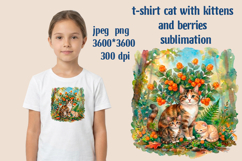 T-shirt cat with kittens and berries sublimation kids Product Image 1
