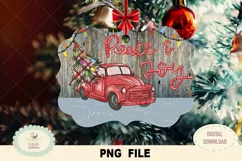 Peach and joy Christmas trees truck PNG file, sublimation Product Image 1