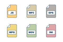 Set Of File Formats Icons Product Image 1