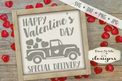 Happy Valentines Day Truck SVG DXF Cut File Product Image 1