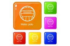 Water polo icons set vector color Product Image 1