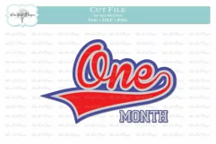 Baseball Baby Birthday Month 1 - SVG DXF PNG Product Image 1