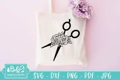 Pretty Floral Scissors SVG | Hairdresser SVG Product Image 3