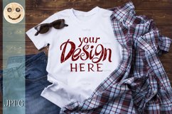 Mens T-shirt mockup with checkered shirt Product Image 1