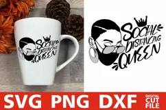 Social Distancing Queen svg, Mask svg, Woman in Glasses svg Product Image 1