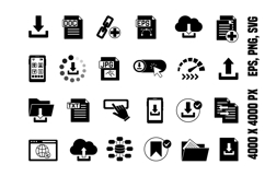 Black Download Icon Set Product Image 1