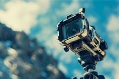 Professional video camera recording a mountain landscape wit Product Image 1
