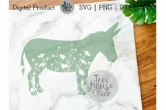 Floral Donkey SVG, Donkey Silhouette with Flowers Cut File Product Image 1