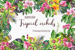 Watercolor orchids bouquet clipart Product Image 1