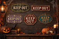 Vintage Halloween Vintage PNG Clipart Signs Product Image 3