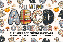 Fall Autumn Alphabet png clipart, fall autumn letters doodle Product Image 1