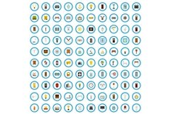100 decor icons set, flat style Product Image 1