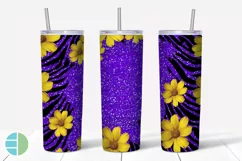 Yellow Flowers Tumbler | Zebra Print Sublimation Designs Product Image 3