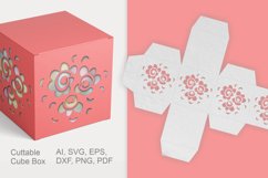 Cuttable Cube Favor Box with Flower Shape Holes SVG Product Image 2