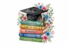 Graduation Cap on a Stack of Books Clipart Product Image 1