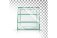 Empty Transparent Glass Box Cube Vector. 3D Realistic Glass Product Image 1