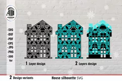 House svg| Christmas house silhouette Laser cutting. Product Image 2