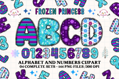 Frozen Princess Alphabet png clipart, Frozen letters doodle Product Image 1