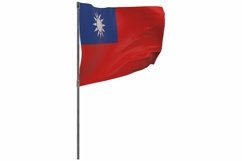 Taiwan flag on pole. Waving banner isolated. National flag Product Image 1
