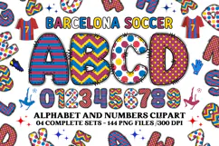 Barcelona Soccer Alphabet png clipart, soccer letters doodle Product Image 1