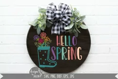 Hello Spring svg, Floral Rain Boots, Farmhouse svg Product Image 5