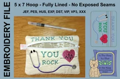 ITH Thank You Medical Zipper Bag - Lined, 5X7 HOOP Product Image 2