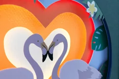 Valentine Flamingos 3D Shadow Box SVG Layered Paper Cut Product Image 9
