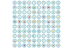 100 online shopping icons set, cartoon style Product Image 1