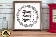 Home Sign SVG Home Round Sign SVG Farmhouse Wreath SVG Product Image 3