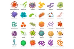 Bacteria and virus icons. Disease-causing bacterias, viruses Product Image 1