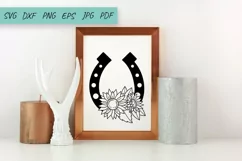 Horseshoe and Sunflower SVG, Floral horseshoe SVG Product Image 2