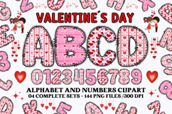 Valentine Alphabet Clip Art, valentines day letters doodle Product Image 1