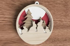 Christmas ornament laser cut file - Bunny family of 4 Product Image 3