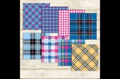 24 Pink and Blue Plaid Digital Papers, Tartan, Gingham Product Image 2
