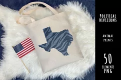 Political divisions of the US. Denim with tiger skin print Product Image 1