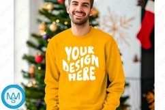 Yellow men Sweatshirt empty space Mockup, christmas Gildan Product Image 1