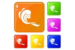 Water wave icons set vector color Product Image 1