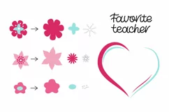 Heart with Flower SVG. FAVORITE TEACHER SVG. Product Image 2