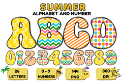 Summer Alphabet &amp; Numbers PNG Clipart Doodle Letters 300 DPI Product Image 1