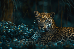 Leopard with Night Flowers Background Wallpaper Product Image 1